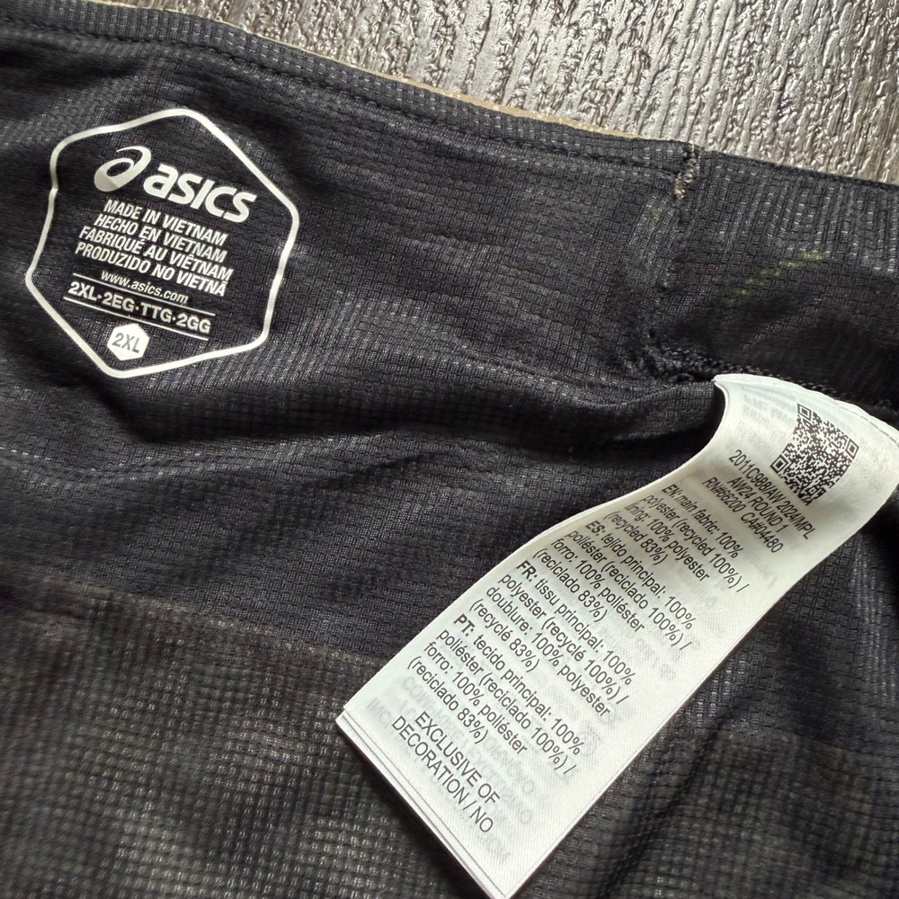 ASICS Fujitrail Running Shorts Mens 2XL Tan Topographic Pattern Reflective Trail - Picture 4 of 6